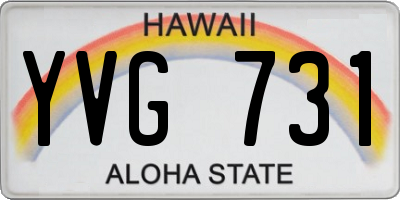 HI license plate YVG731