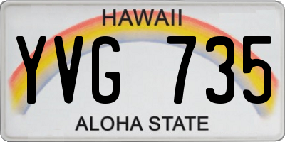 HI license plate YVG735