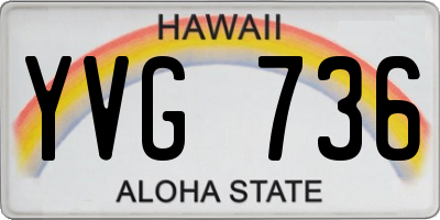 HI license plate YVG736