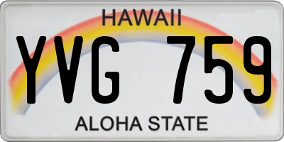 HI license plate YVG759