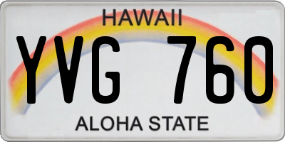 HI license plate YVG760