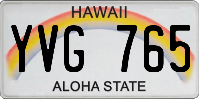 HI license plate YVG765