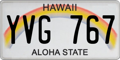 HI license plate YVG767