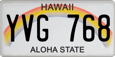 HI license plate YVG768