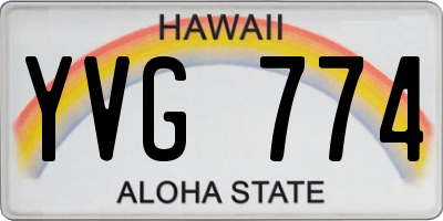 HI license plate YVG774