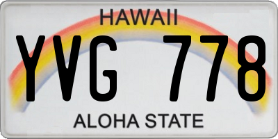 HI license plate YVG778