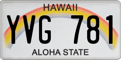 HI license plate YVG781