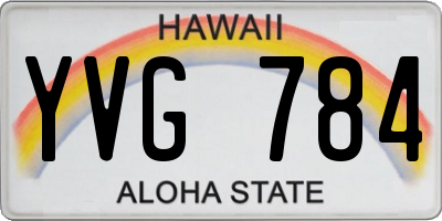 HI license plate YVG784