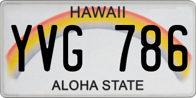 HI license plate YVG786