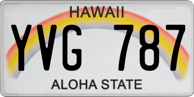 HI license plate YVG787