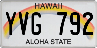 HI license plate YVG792