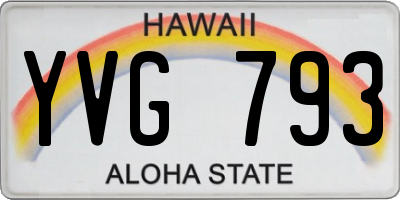 HI license plate YVG793