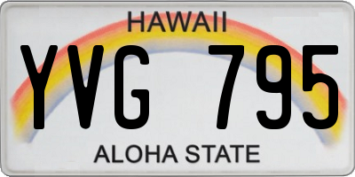HI license plate YVG795