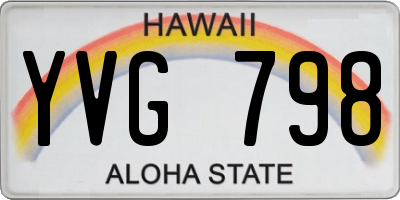 HI license plate YVG798
