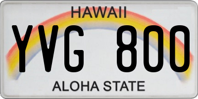 HI license plate YVG800