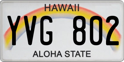 HI license plate YVG802