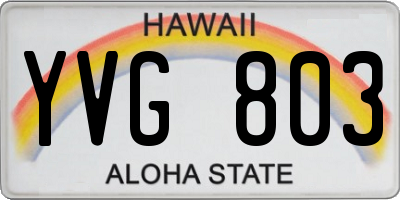 HI license plate YVG803