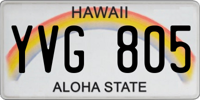 HI license plate YVG805