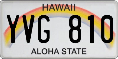 HI license plate YVG810