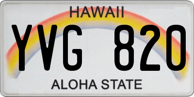 HI license plate YVG820
