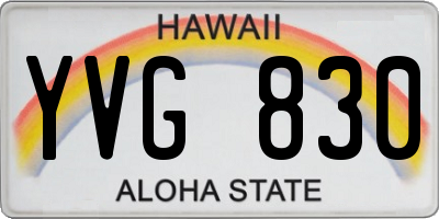 HI license plate YVG830