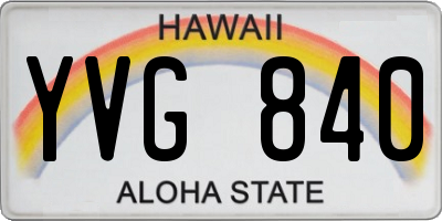 HI license plate YVG840