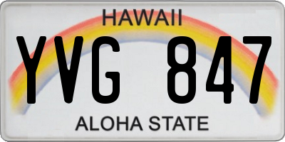 HI license plate YVG847