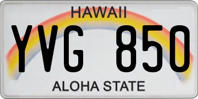 HI license plate YVG850