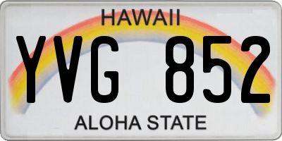 HI license plate YVG852