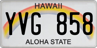 HI license plate YVG858