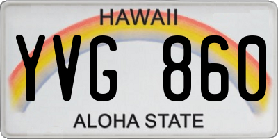 HI license plate YVG860