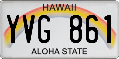 HI license plate YVG861