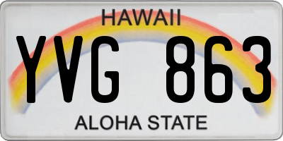 HI license plate YVG863