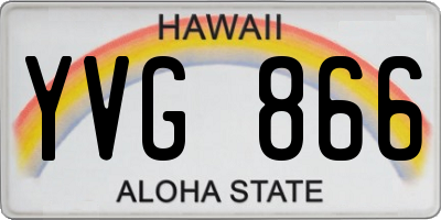 HI license plate YVG866