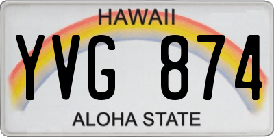 HI license plate YVG874