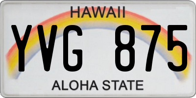 HI license plate YVG875