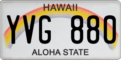 HI license plate YVG880