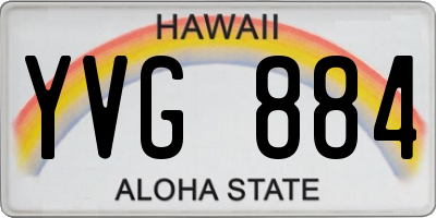 HI license plate YVG884