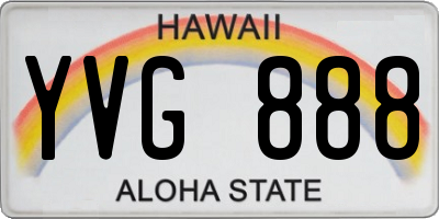 HI license plate YVG888