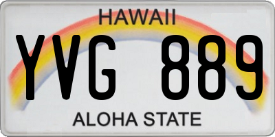 HI license plate YVG889