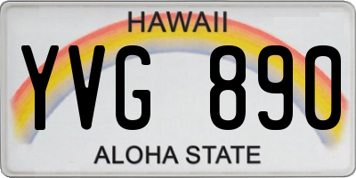 HI license plate YVG890