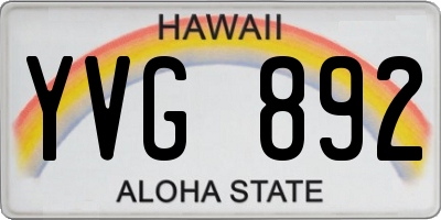 HI license plate YVG892