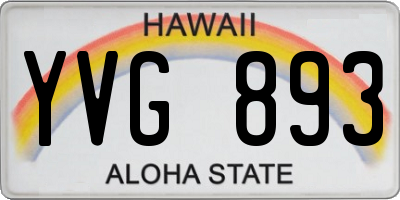 HI license plate YVG893