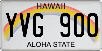 HI license plate YVG900