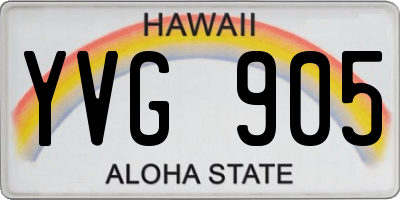 HI license plate YVG905