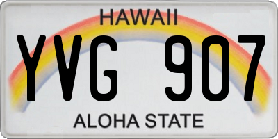 HI license plate YVG907