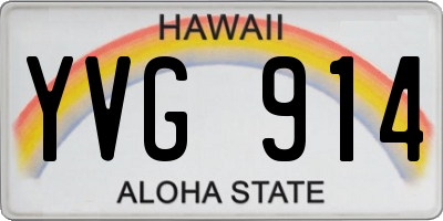HI license plate YVG914