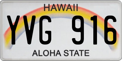 HI license plate YVG916