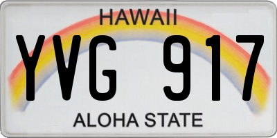 HI license plate YVG917