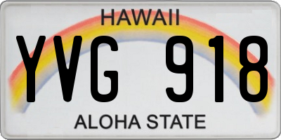 HI license plate YVG918